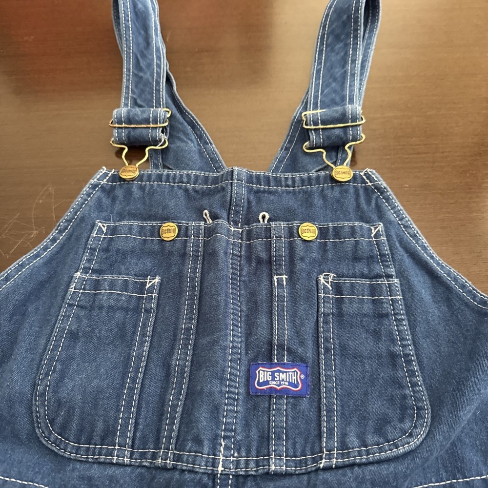 Big Smith Mens Blue Denim Bib Overalls 38x30 Medium Wash Workwear Cotton XL - Picture 3 of 15